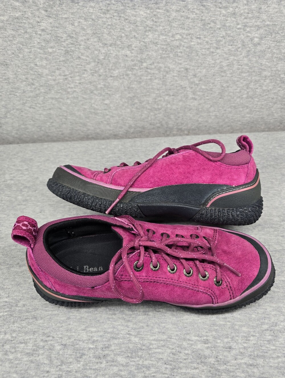 L.L. Bean Women's Size 7 Magenta Suede Lace-Up Sneakers - Picture 4 of 11